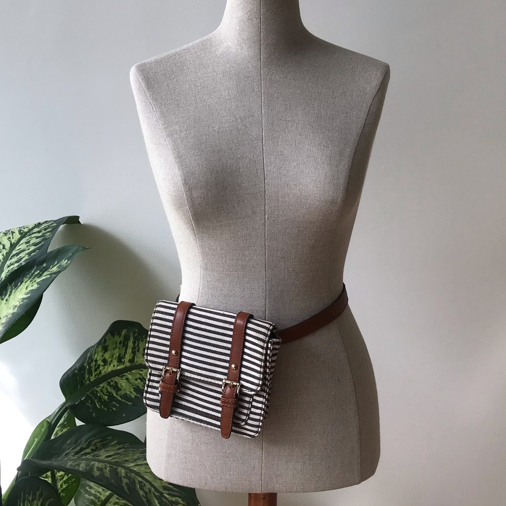 Solesociety striped belt bag.